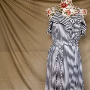 BLUE AND WHITE STRIPED DRESS